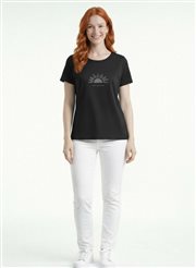 Kadın Basic Güneş Desenli Yuvarlak Yaka Kısa Kollu T-Shirt